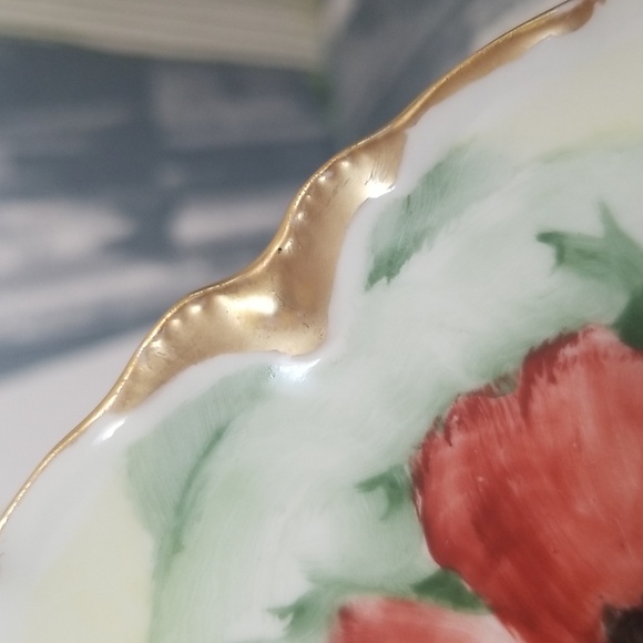 Vtg Haviland France Cottage Core Scallop Edge Red Poppies Decorative Plate - Picture 8 of 15